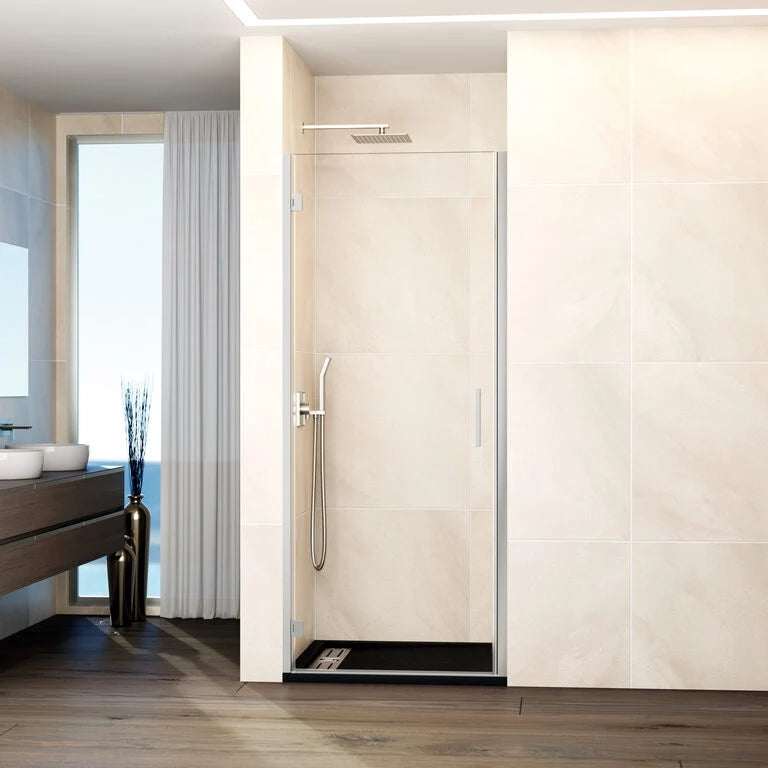 Box doccia frontale GLASS 1 porta battente 75 cm (70,7-75,2) nichel trasparente