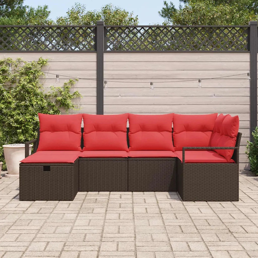 Set di divani con cuscino Marrone e Rosso polyrattan 3359183