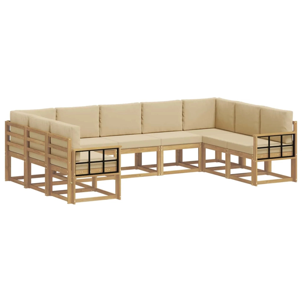 Set di divani da esterno con cuscino 9 pcs Bianco e Beige 3388232