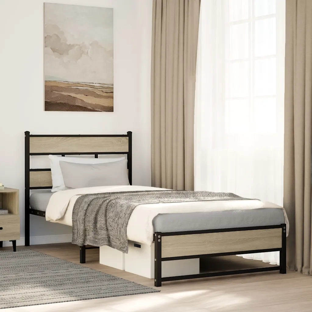 Giroletto senza Materaso in Metallo Rovere Sonoma 100x200 cm 4017267
