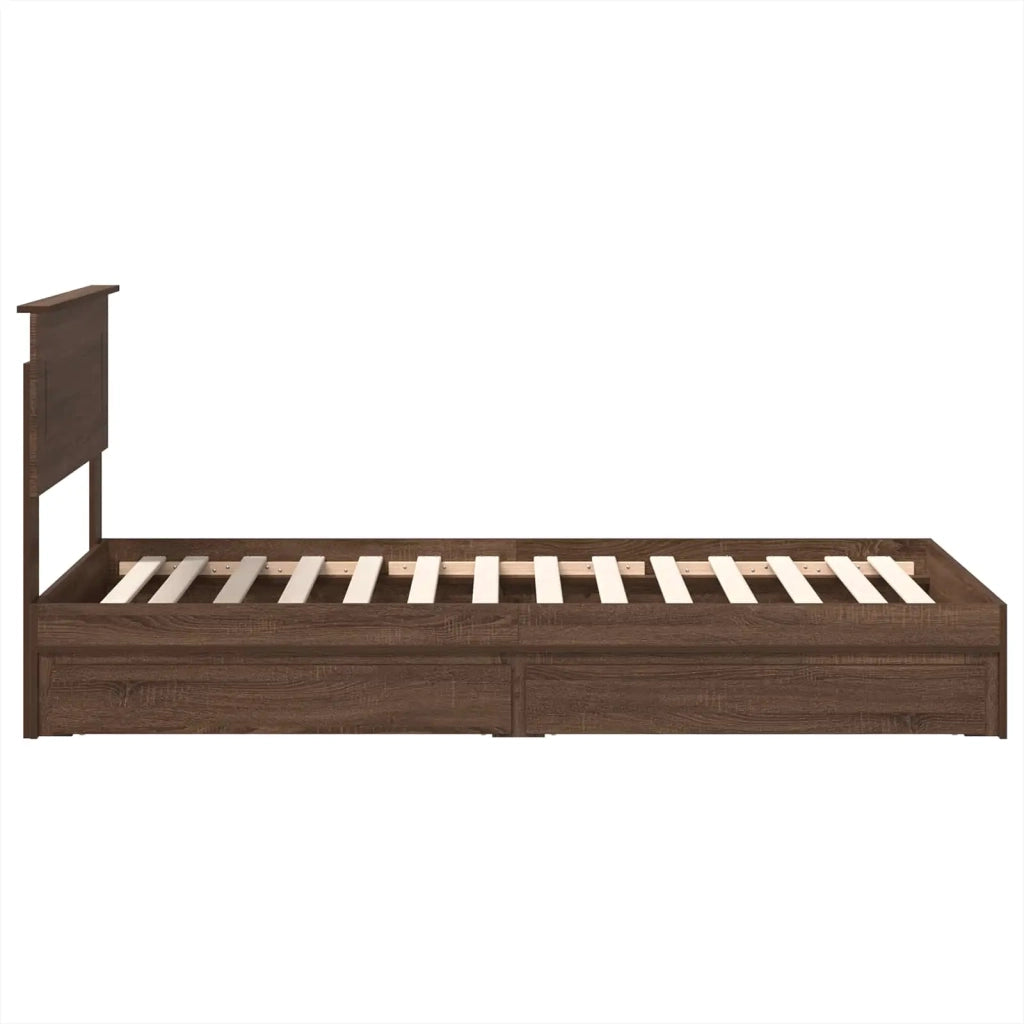Letto con Contenitore con testiera-Struttura Letto con contenitore Rovere Marrone 75 x 190 cm 518176