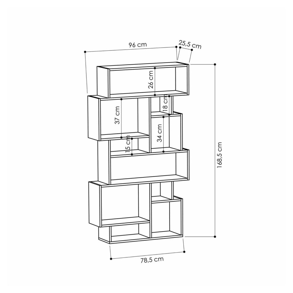 Libreria Casimira, Scaffale da ufficio, Mobile portalibri, Biblioteca, 96x26h169 cm, Antracite