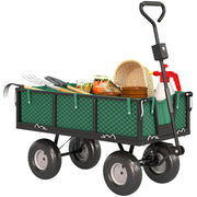 Carrello da Giardino in Acciaio 114L ¨C Xylo ¨C Verde, con Sacca e Pareti Rimovibili 105x51x54cm