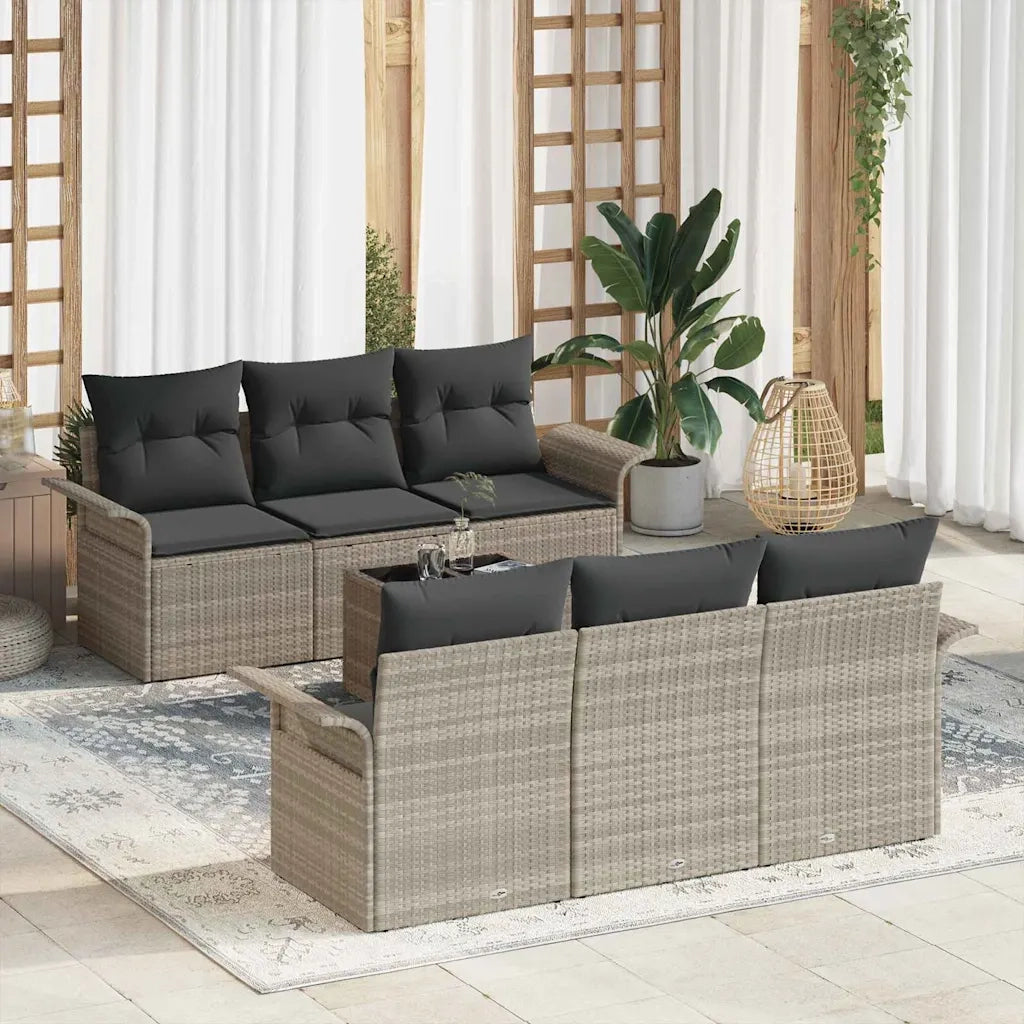 Set Divano da Giardino 7 pcs Grigio chiaro polyrattan