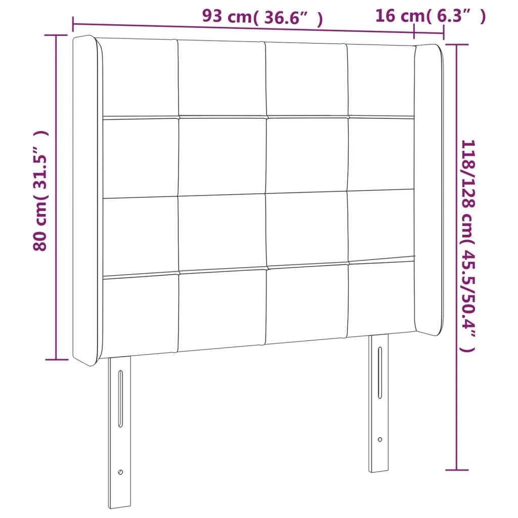 Testiera ad Orecchio Grigio Chiaro 93x16x118/128 cm in Velluto 3119616