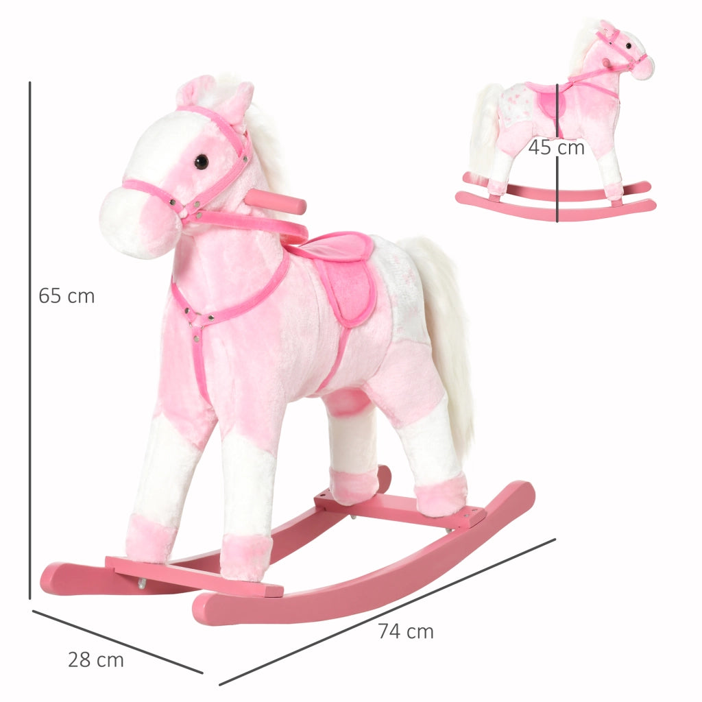 Cavallo a Dondolo in Peluche ¨C Xylo ¨C Rosa con Suoni, 74x28x65 cm