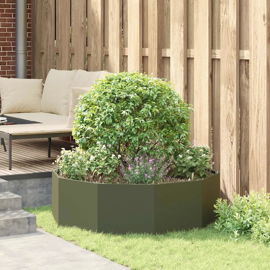 Fioriera | Cassetta per fiori | Vaso Verde oliva 120 x 120 x 35 cm Acciaio