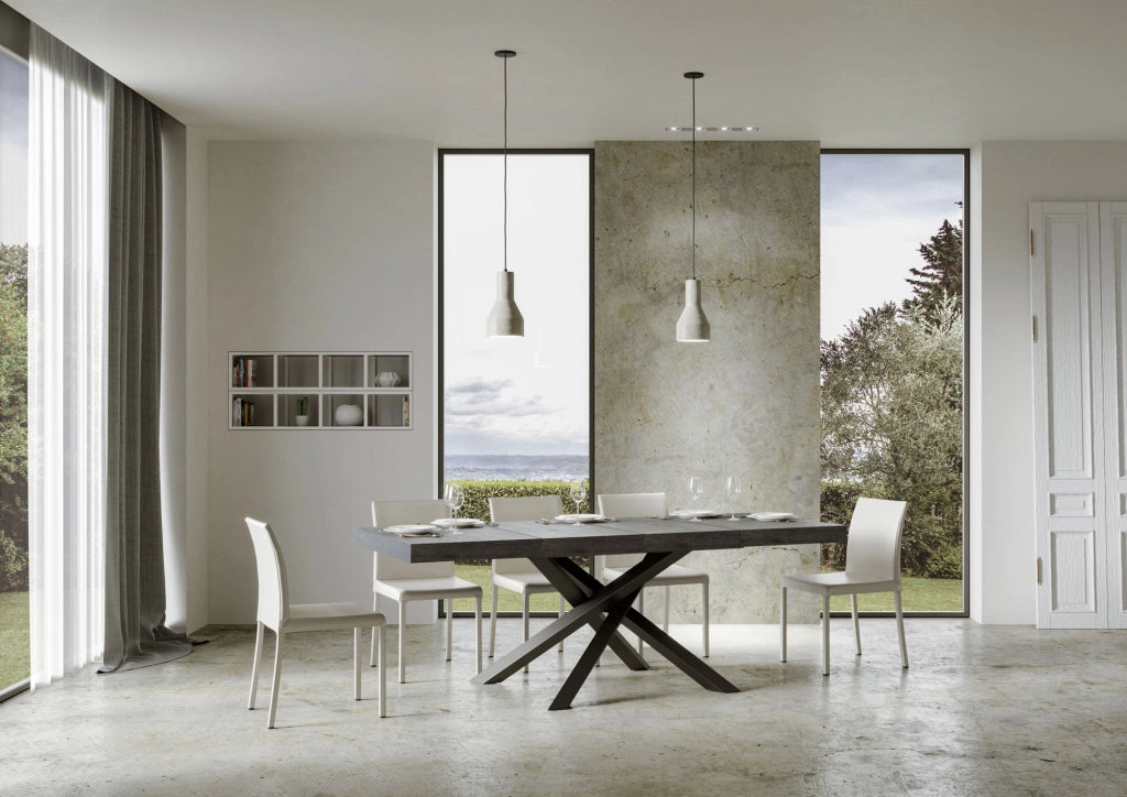 Tavolo allungabile 90x140/400 cm Volta Premium cemento telaio Antracite