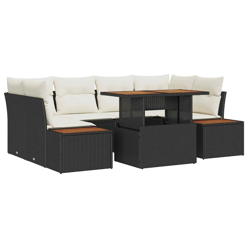 Set Divano da Giardino con archiviazione 7 pcs Nero Poly Rattan 3358771