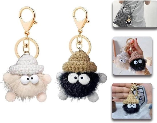 Portachiavi con pennellino - Borsa da birra Kawaii - Decorazione Pom Pom - Portafoglio per bambina - Regalo di Natale.