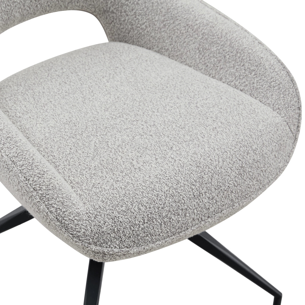 Sedia da pranzo girevole 360° con braccioli in tessuto strutturato e metallo nero grigio beige 80 × 47 × 56 cm