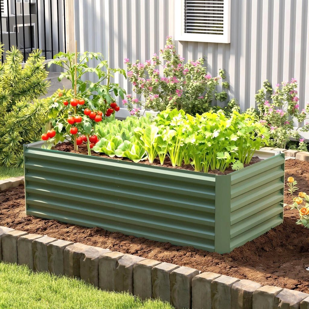 Fioriera rialzata in acciaio galvanizzato ¨C Xylo ¨C 180x90x57,5 cm verde chiaro
