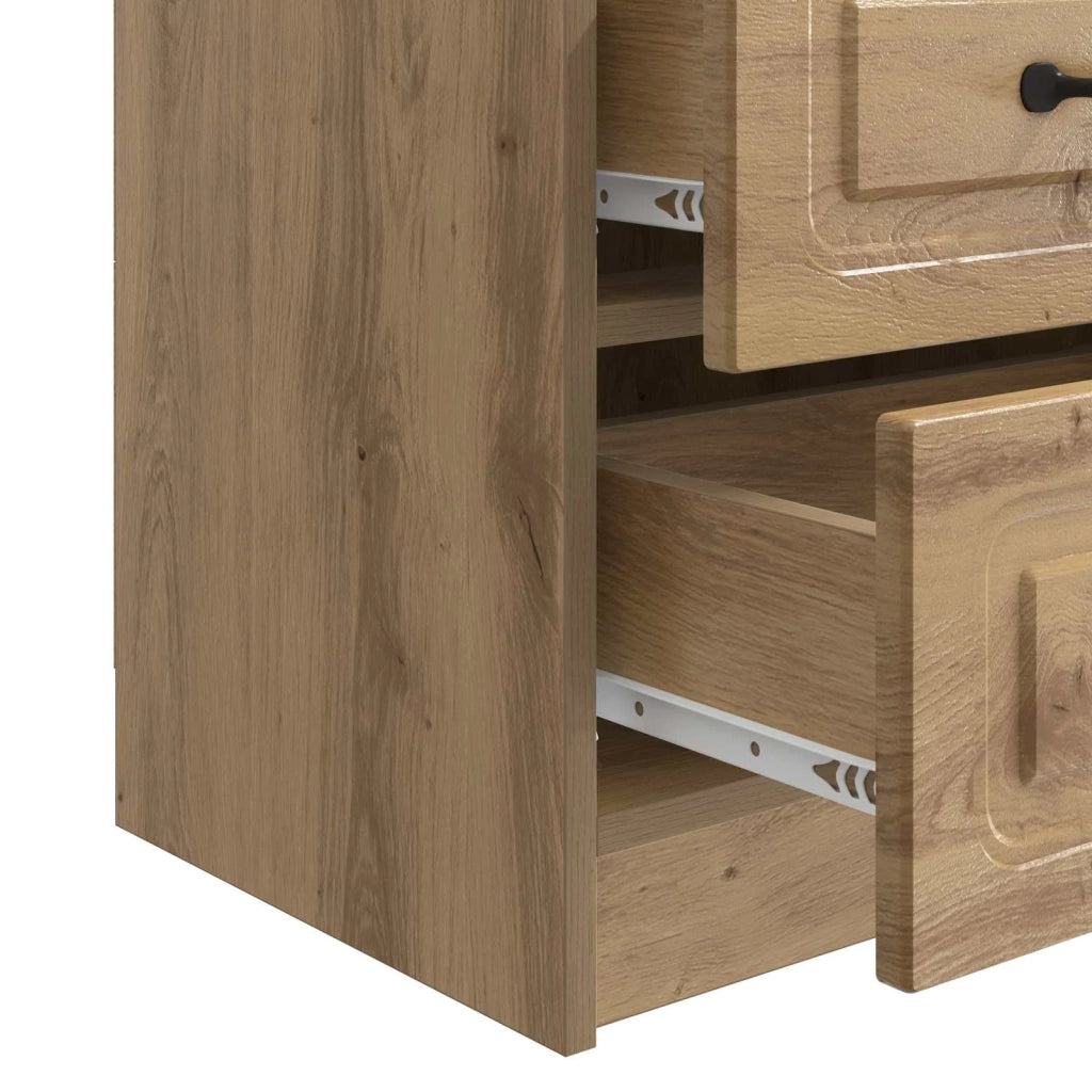 Set di 2 Comodini | Armadio da Notte | Mobiletto da notte Rovere Artigianale 43 x 34,5 x 44,5 cm