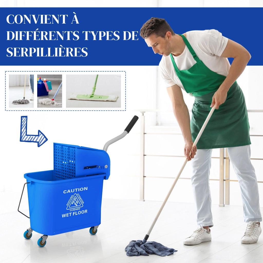 Carrello per pulizie con secchio 20L e strizzatore ¨C Minimal ¨C Blu 60x27x70,5 cm