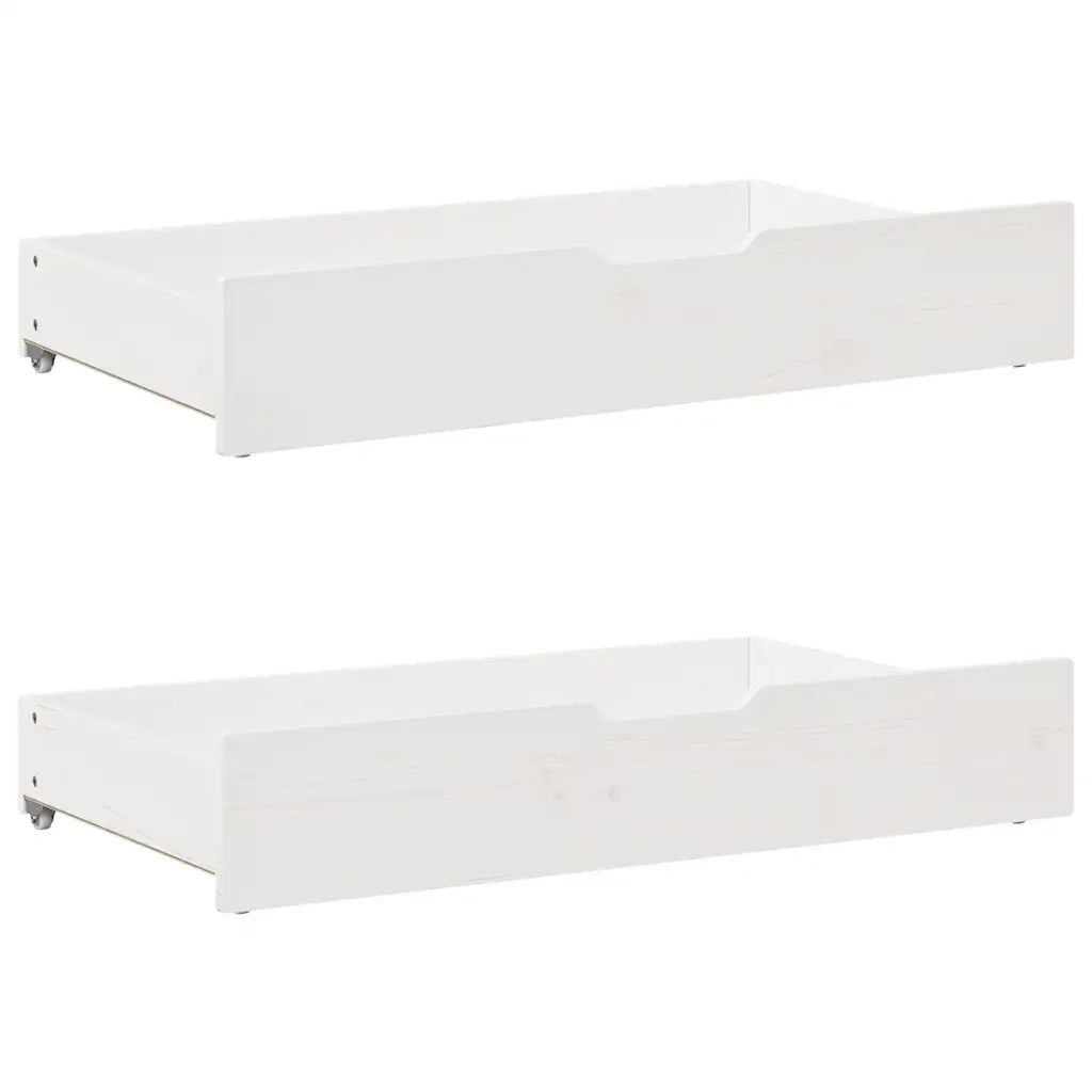 Dormeuse con Cassetti Bianca 80x200 cm Legno Massello di Pino