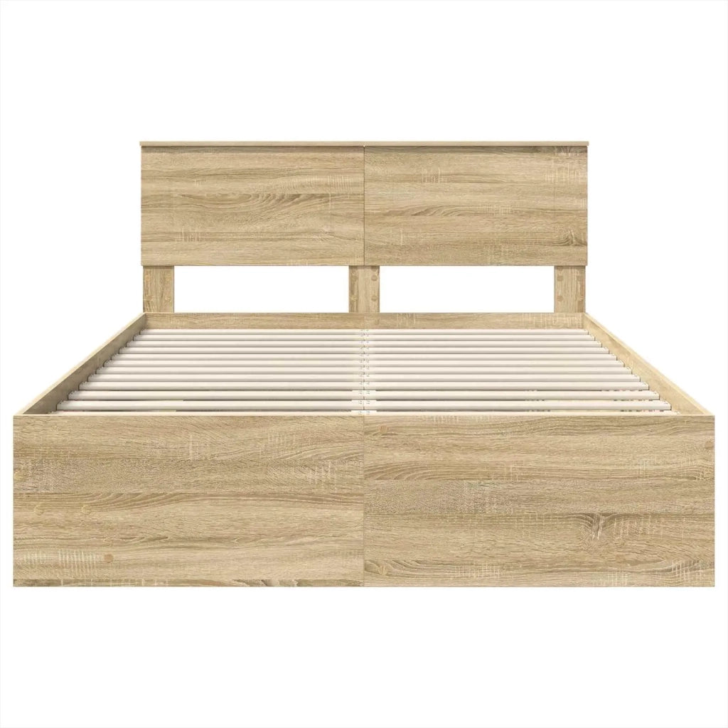 Struttura del letto con testiera-Giroletto con Testiera Rovere Sonoma 140 x 200 cm 669079