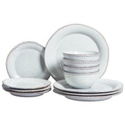 Set di 12 stoviglie in gres caolino blu chiaro fatto a mano con smalto reattivo Cucina Sala da pranzo