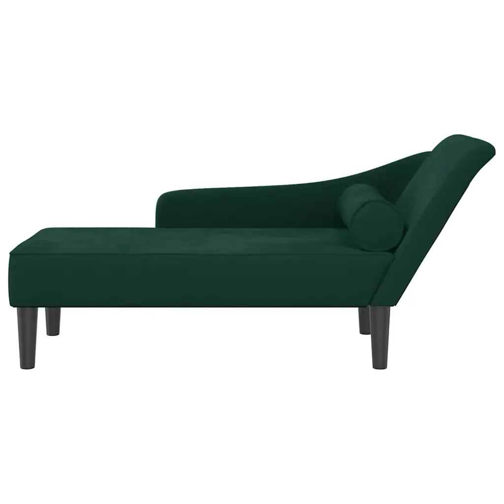Chaise Longue con Cuscini Verde Scuro in Velluto 4007590