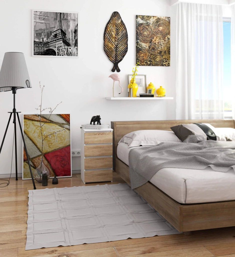 Cassettiera AKORD CL4 Cassettiera Bianca 40 cm 4 cassetti inserto frontale Sonoma Quercia 40x35x74 cm