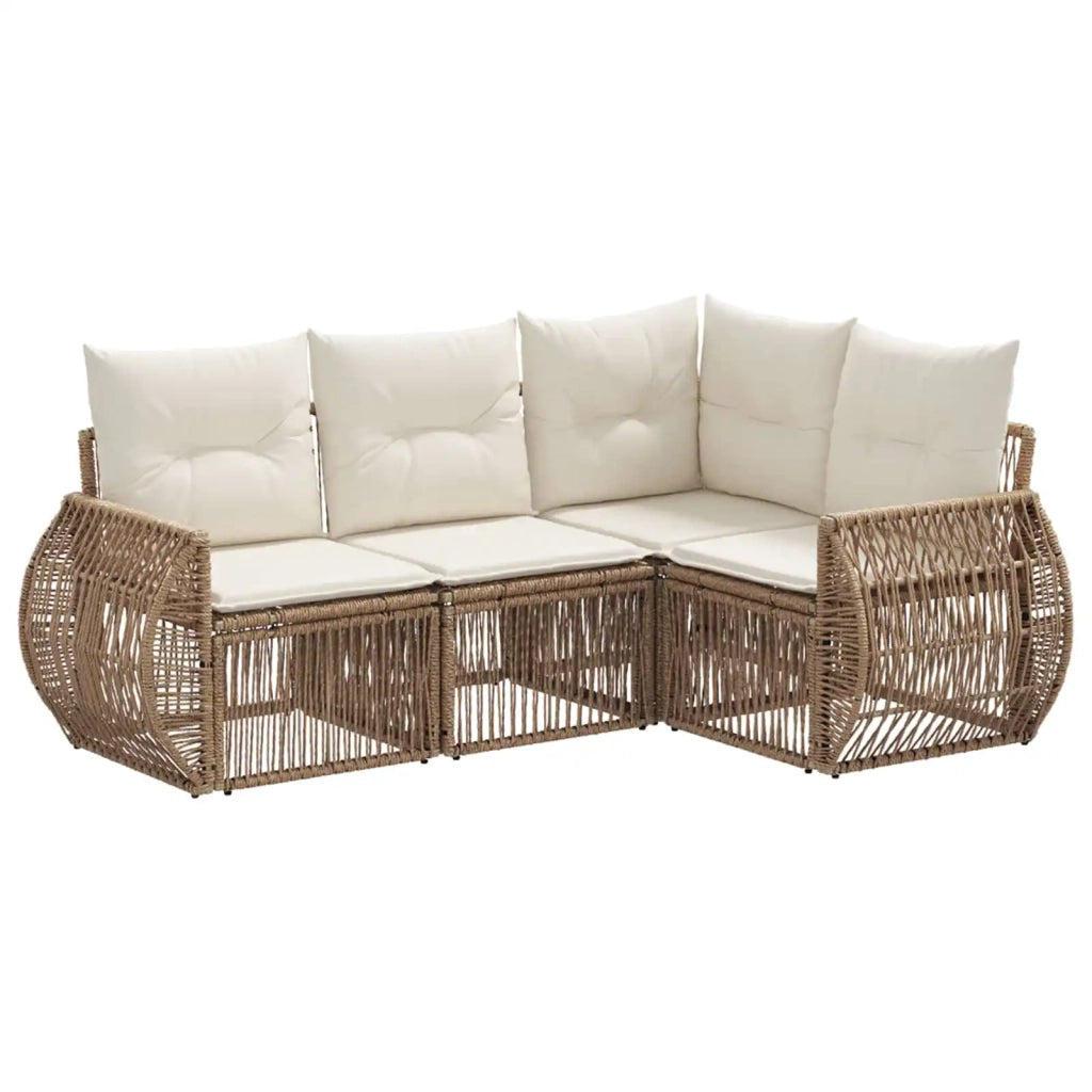 Set Divano da Giardino 4 pz Beige e Bianco Crema polyrattan 3435411