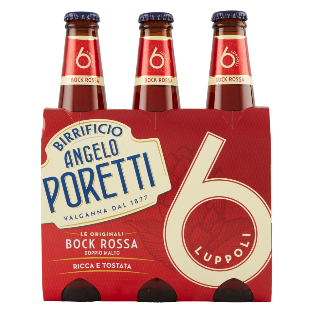 Birrificio angelo poretti birra 6 luppoli bock rossa 24 bottiglie da 33 cl