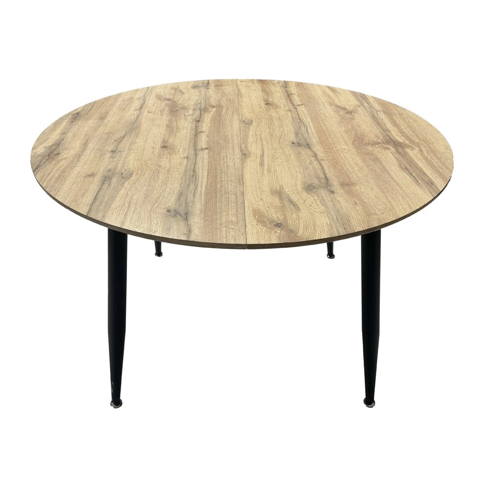 Tavolo rotondo allungabile Cordelia rovere con gambe nere 120x120x75