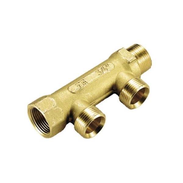 COLLETTORE LINEARE IN OTTONE PER RISCALDAMENTO MASCHIO FEMMINA - 11/4G X 3/4(18) - 3 VIE  - TIM