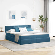 Letto con luci a strisce a LED Blu Scuro 180 x 200 cm Velluto