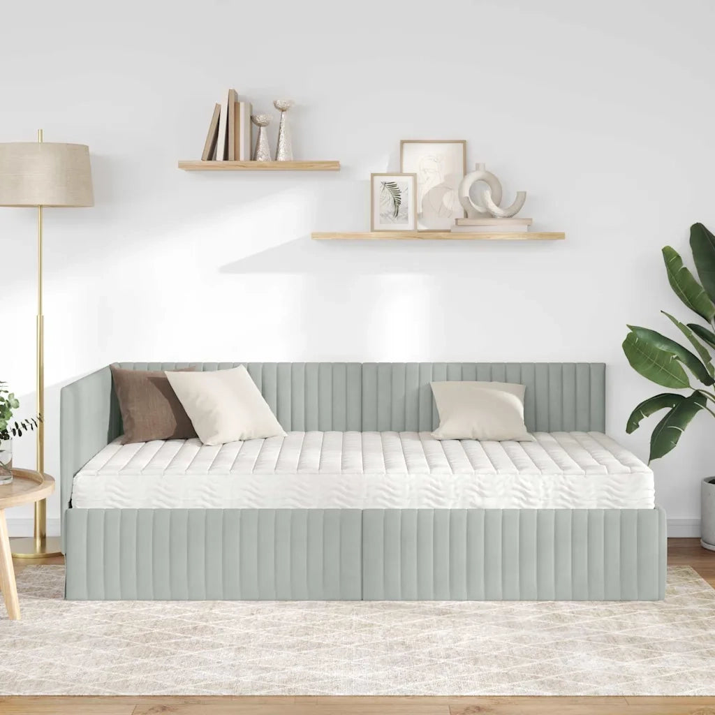Struttura Letto Angolare con Materasso 2 pcs Grigio chiaro 3393828