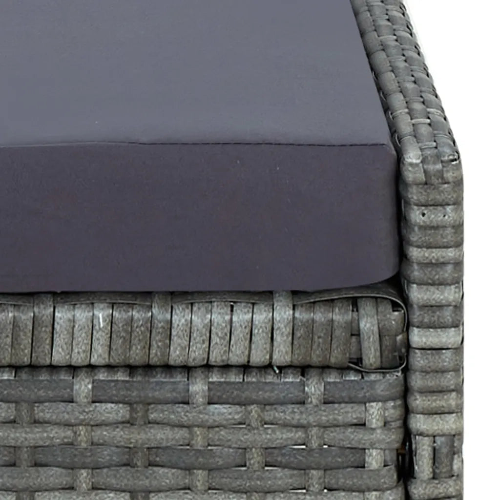 Lettino Prendisole con Cuscino in Polyrattan Grigio 310475