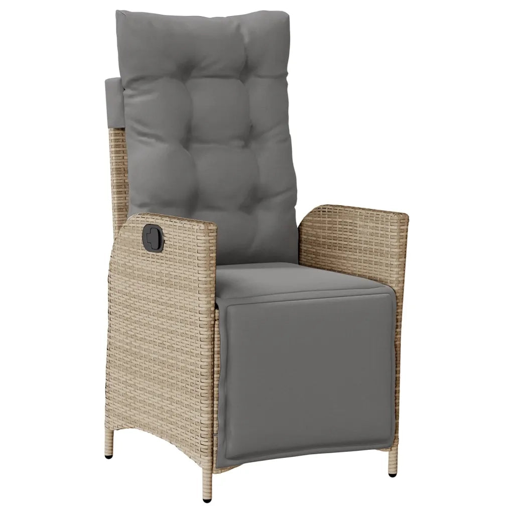 Set da Pranzo da Giardino 7 pz con Cuscini Beige in Polyrattan