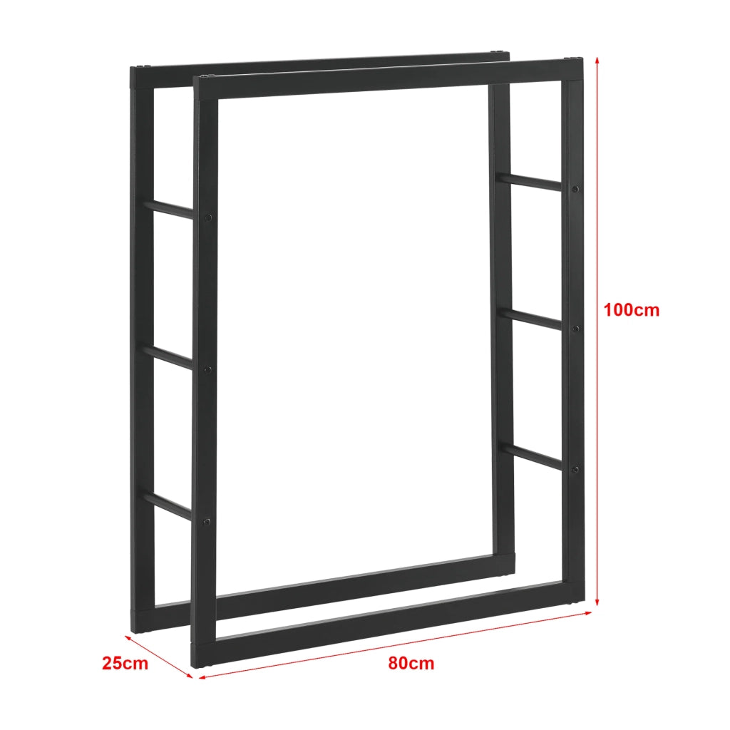 Portalegna per uso interno/esterno portalegna di design supporto per legna da ardere acciaio 80 x 25 x 100 cm nero 03_0006302