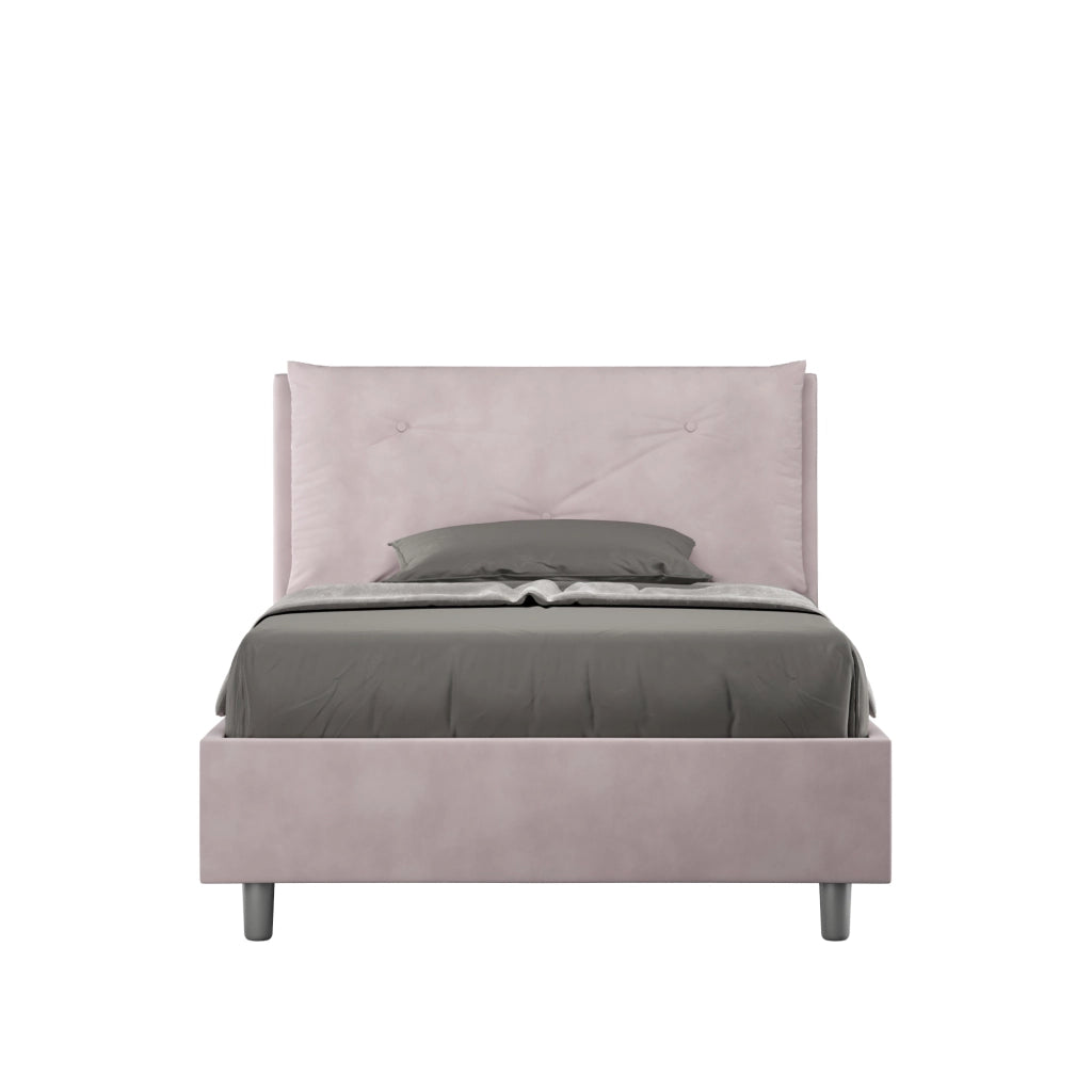 BS COM Letto una piazza e mezza contenitore imbottito 130x210 microfibra glicine Large