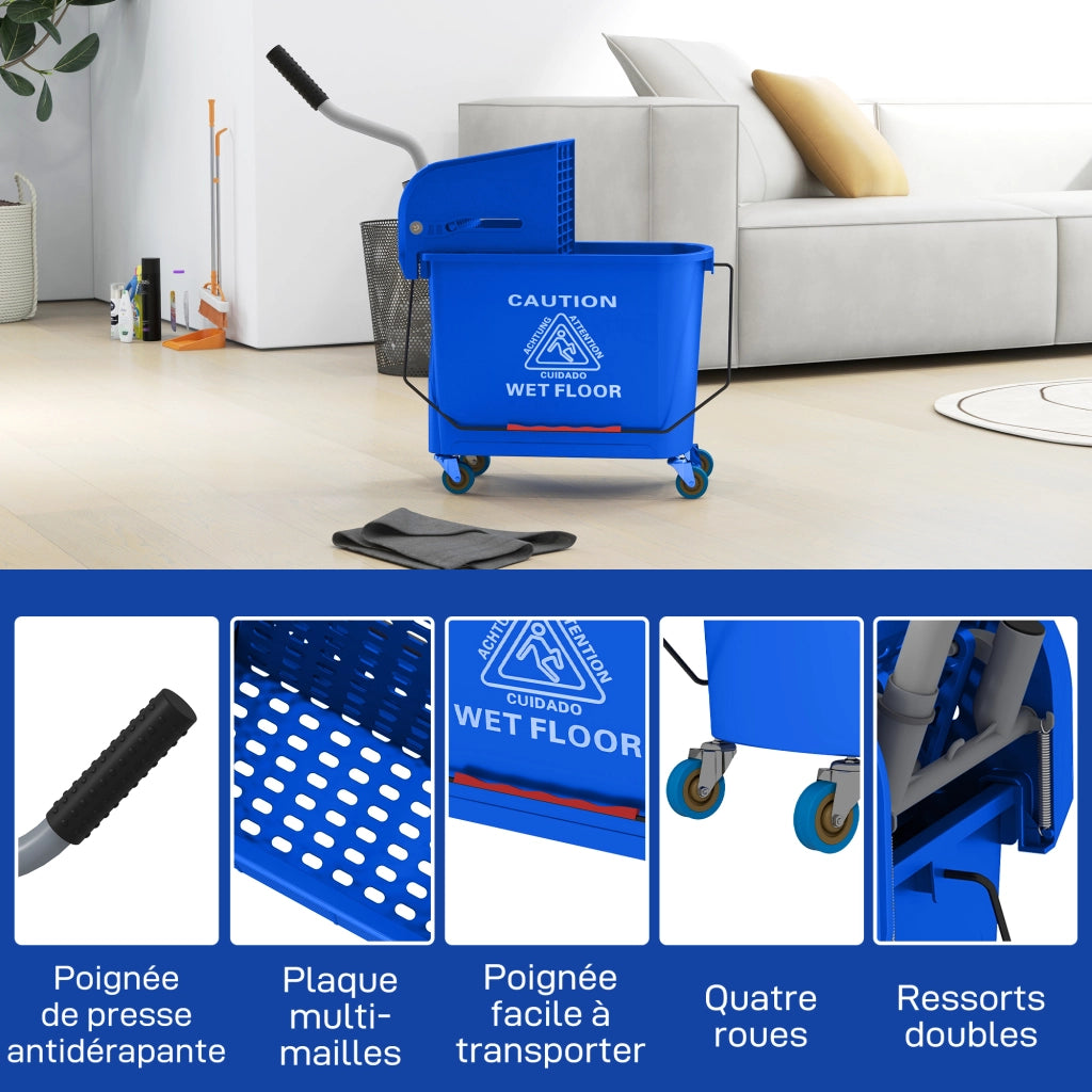 Carrello per pulizie con secchio 20L e strizzatore ¨C Minimal ¨C Blu 60x27x70,5 cm