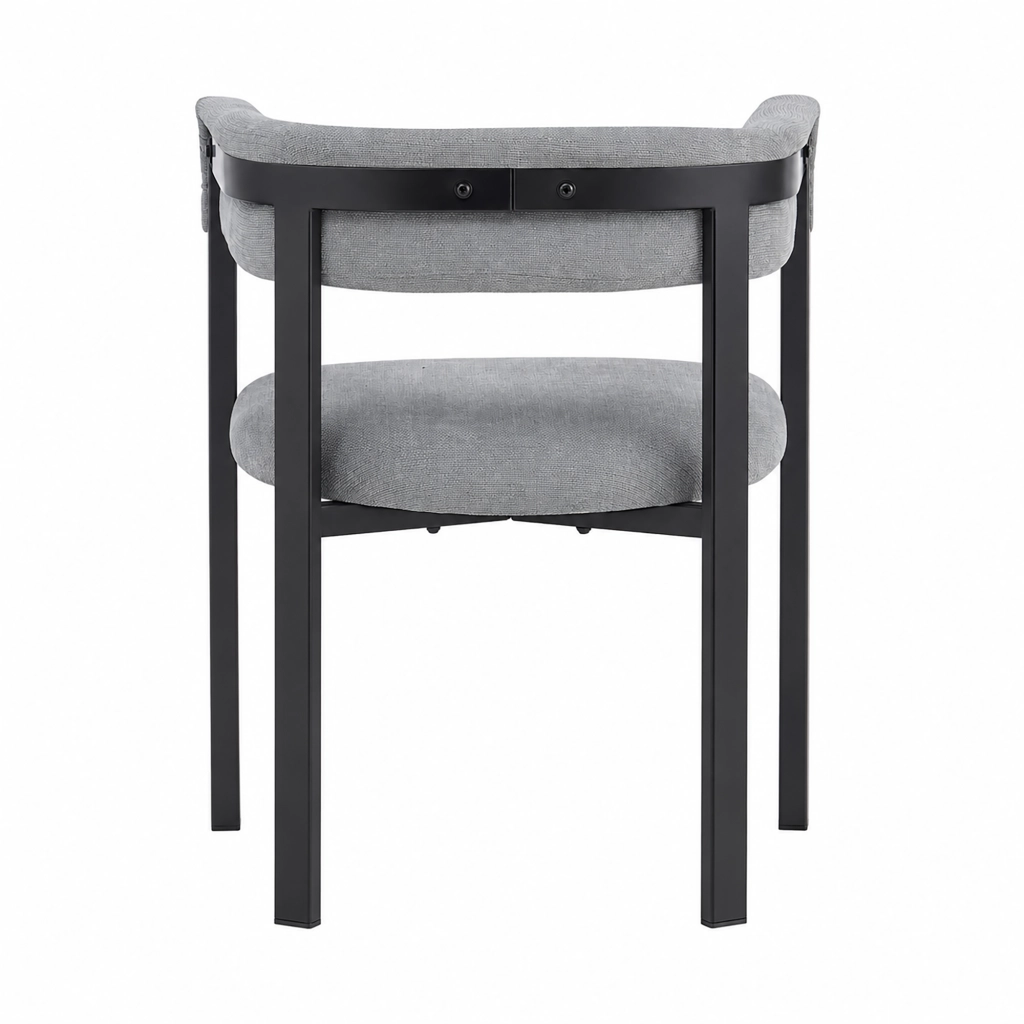 Sedia da pranzo Set da 6 con Schienale Semicircolare e Design Ergonomico in Ciniglia Grigio