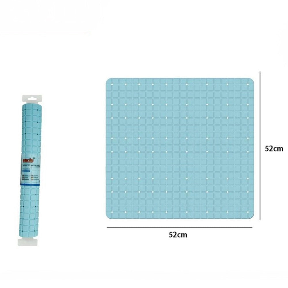 Trade Shop - Tappeto Tappetino Pvc Azzurro Antiscivolo Per Vasca Bagno Doccia 52x52 Cm 79766 -
