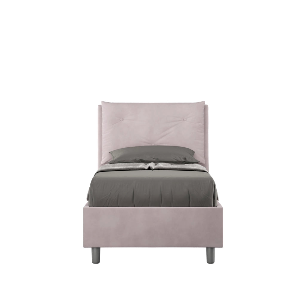 BS COM Letto singolo contenitore imbottito 80x200 microfibra glicine