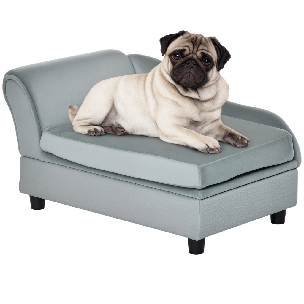 Divano per Cani ¨C Minimal ¨C Legno, Poliestere, Grigio Chiaro, 76x45x43 cm