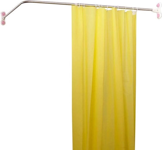 Douchegordijn stang curva per angolo - Montaggio a parete - 1 pezzo - Metallo - 100 cm x 116,45 cm