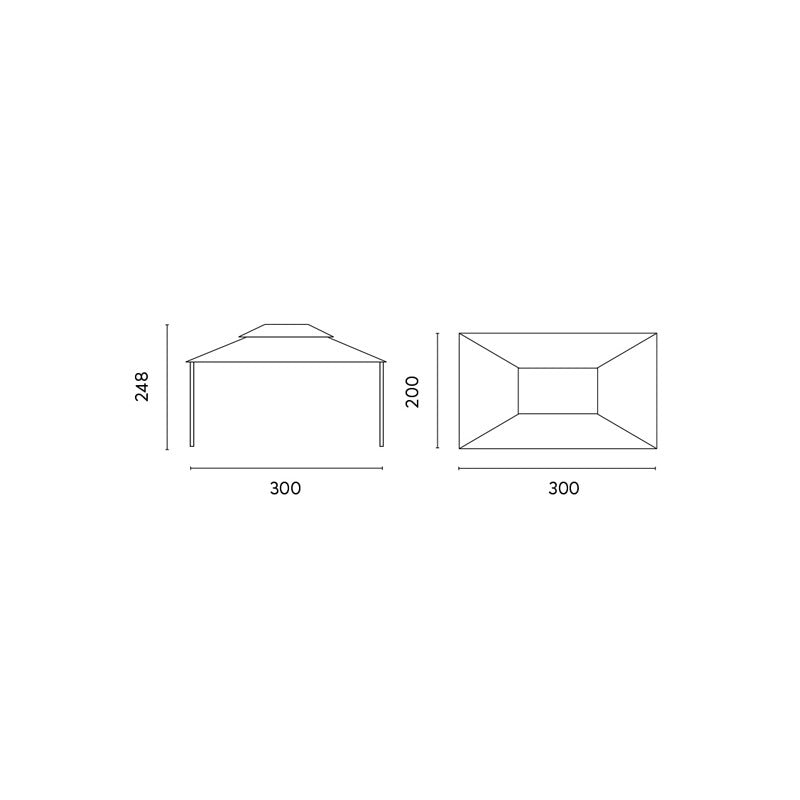 Gazebo Illinois rettangolare MOIA 3x2 mt