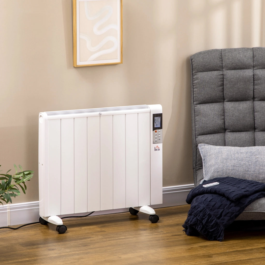 EasyComfort Stufetta Elettrica da 1000/2000W con Timer e Impostazioni di Calore per Stanze max 15 m², 75x31x66.5 cm, Bianco