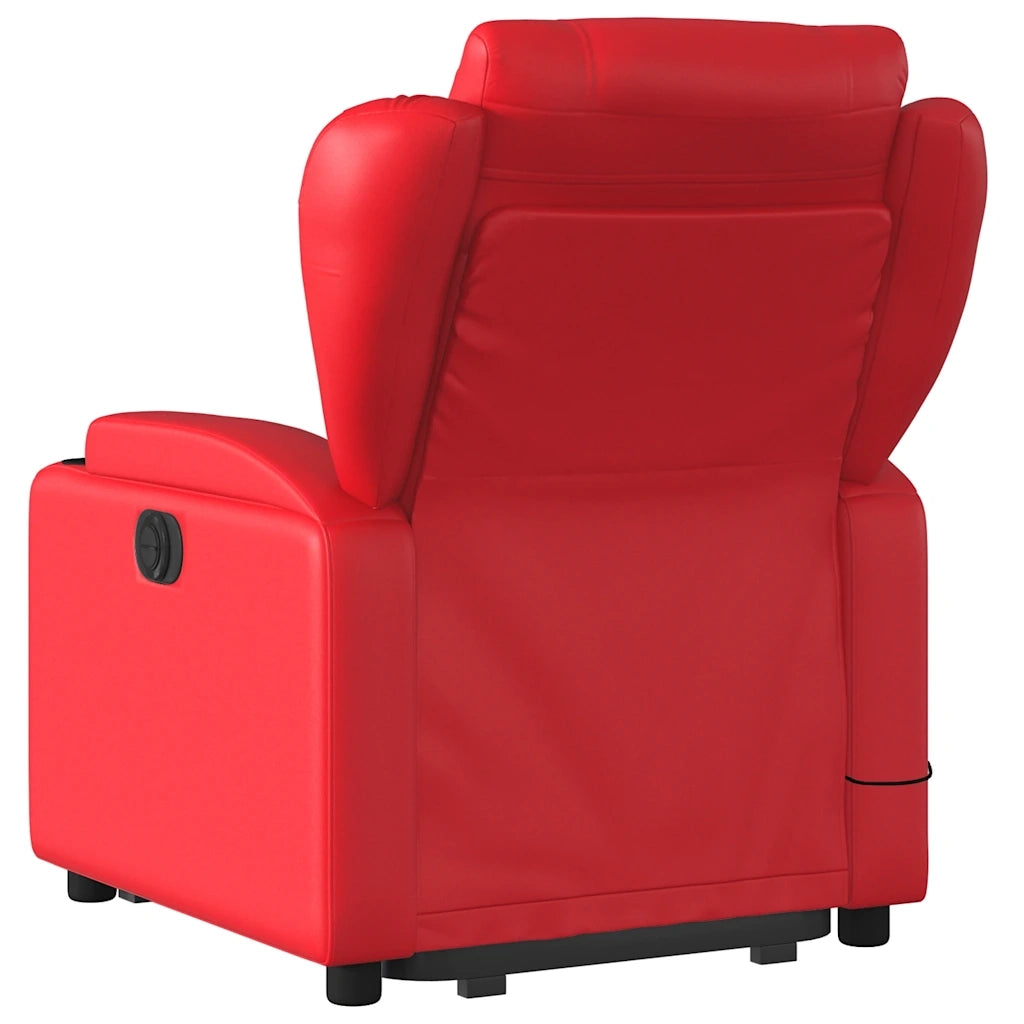 Poltrona | Sedia Relax Alzapersona Reclinabile Massaggio Rosso in Similpelle