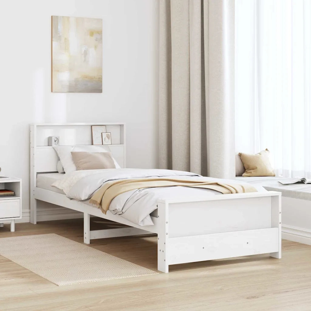 Struttura del letto-Giroletto-Rete del Letto Bianco 90 x 200 cm Legno multistrato 592482