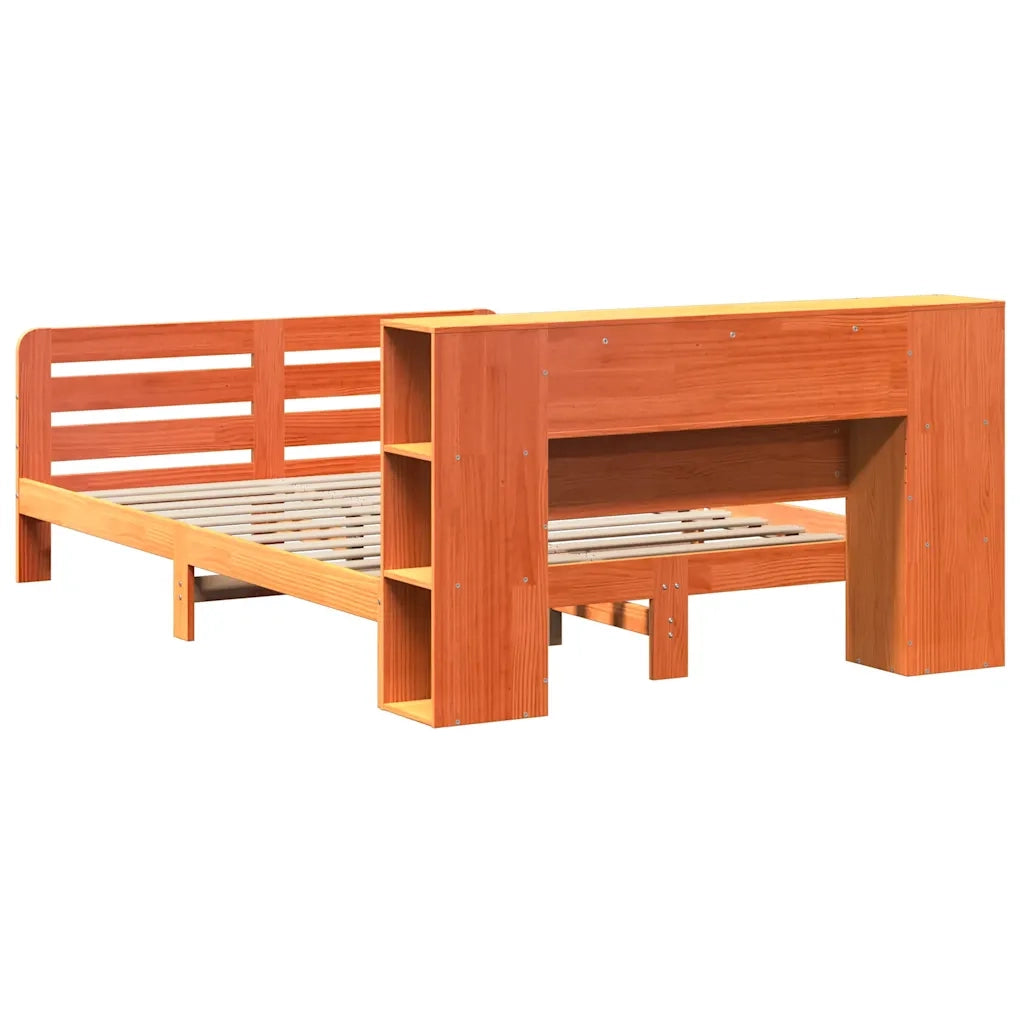 Giroletto senza Materasso-Struttura Letto Marrone Cera 150x200 cm Legno di Pino 901589