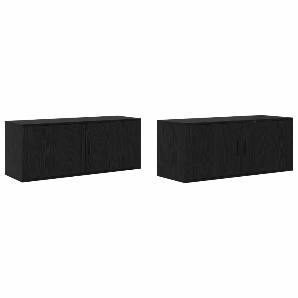 Set Mobile TV da Parete 2 pz-Set di 2 Credenza per TV Rovere Nero 100 x 34,5 x 40 cm