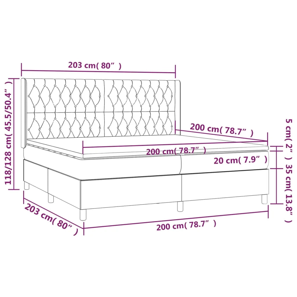 Giroletto a Molle con Materasso Rosa 200x200 cm in Velluto