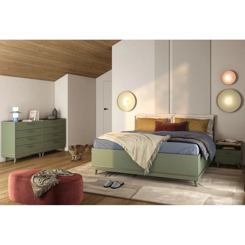 Comò NOKI – Verde e legno – 3 cassetti stile scandinavo