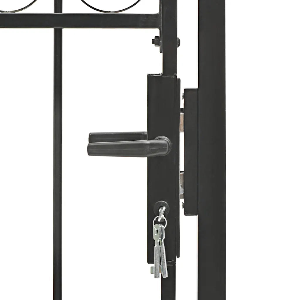 Cancello per recinzione Assen con parte superiore ad arco in acciaio 102x175 cm Nero 143087