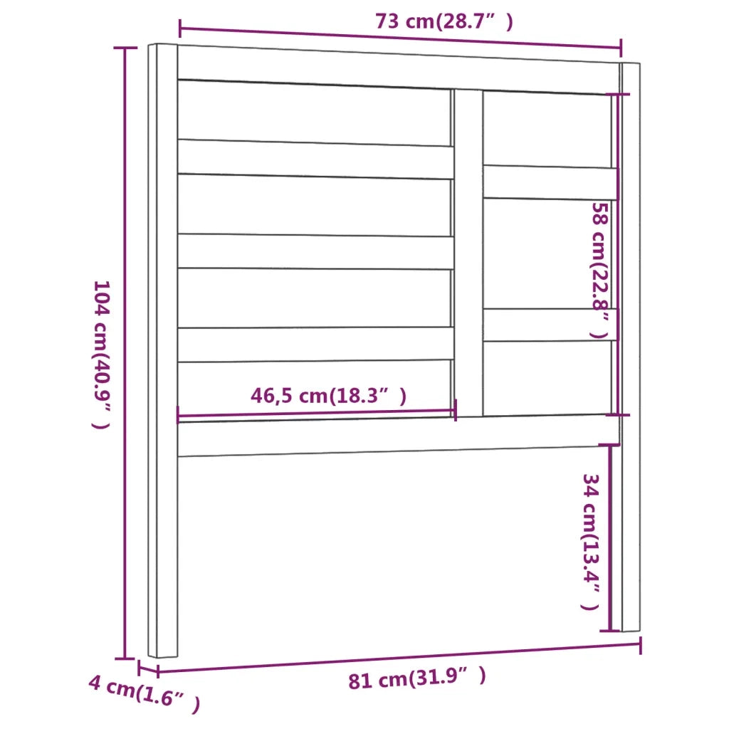 Testiera per Letto ambra 81x4x104 cm in Legno Massello di Pino 818118