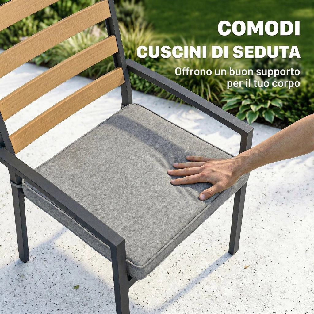 Set da Giardino 7 Pezzi Tavolo Sedie ¨C Minimal ¨C Nero